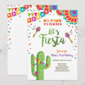 Invitation Laissez-nous cactus mexicain d'anniversaire (Devant / Derrière)