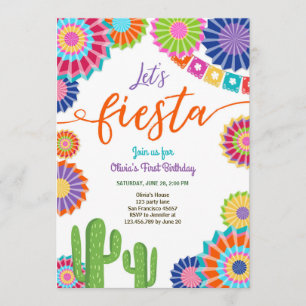 Invitation Laissez-nous cactus mexicain d'anniversaire