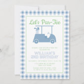 Invitation Laissez Par Tee Golf Blue À damiers Anniversaire (Devant)