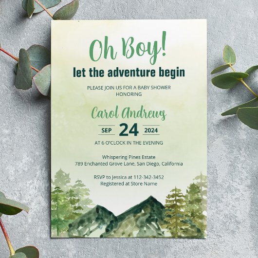 Invitation Laissons l'aventure commencer le Baby shower des b