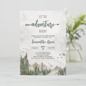 Invitation Laissons l'aventure commencer un Baby shower neutr (Debout devant)