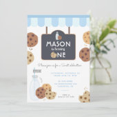 Invitation Lait bleu et biscuits Garçons de premier anniversa (Debout devant)