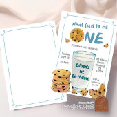 Invitation Lait bleu et biscuits Premier anniversaire