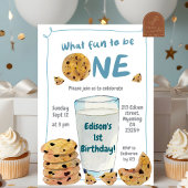 Invitation Lait bleu et biscuits Premier anniversaire