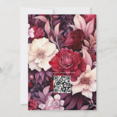 Invitation Lait, Brown foncé et Mariage floral bordeaux profo (Dos)