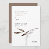 Invitation Lait Chocolat Mariage de feuillage moderne (Devant / Derrière)