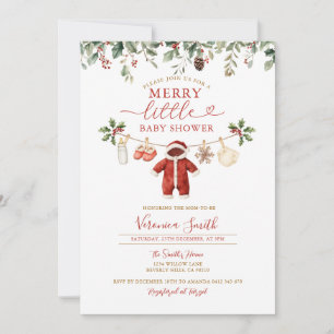 Invitation Lait Corde à Linge Bébé Fête Merry Little Baby Sho