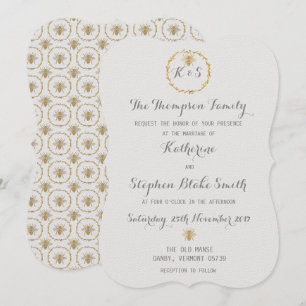 Invitation Lait de coco Blanc Or huile d'olive Abeilles d'or 