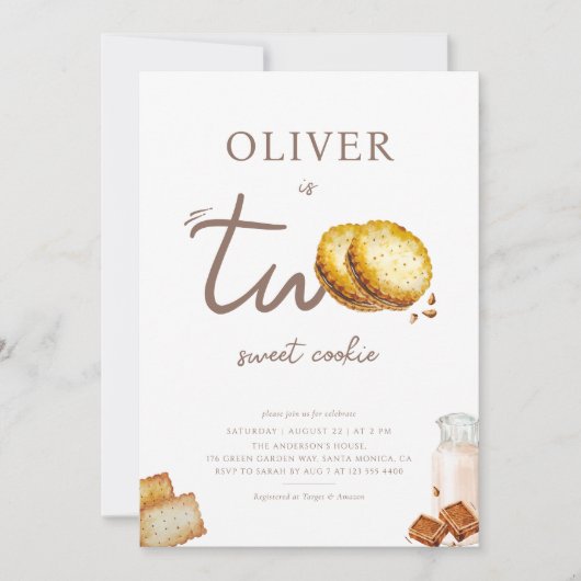 Invitation Lait et biscuits à deux ans (Devant)
