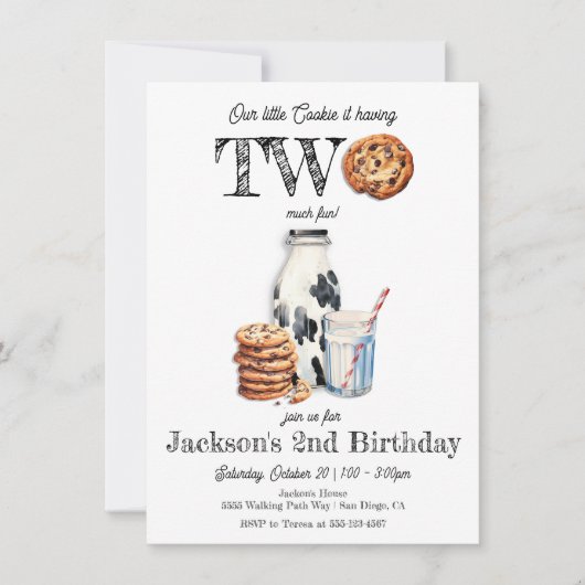 Invitation Lait et biscuits à deux ans (Devant)