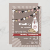 Invitation Lait et biscuits Anniversaire - Chip de chocolat (Devant / Derrière)