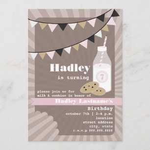 Invitation Lait et biscuits Anniversaire - Chip de chocolat r