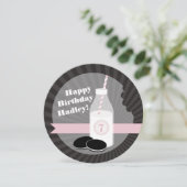 Invitation Lait et biscuits Anniversaire Chocolat Round Rose (Debout devant)