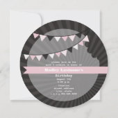 Invitation Lait et biscuits Anniversaire Chocolat Round Rose (Dos)