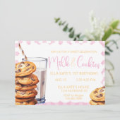 Invitation Lait et biscuits Anniversaire Rose Plaid Girl Anni (Debout devant)