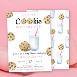 Invitation Lait et biscuits Baby shower fille