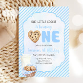 Invitation Lait et biscuits Bleu 1er anniversaire