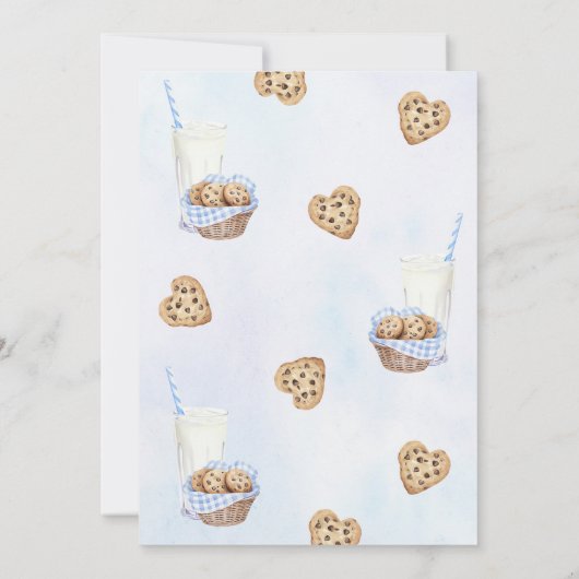 Invitation Lait et biscuits Bleu 1er anniversaire (Dos)
