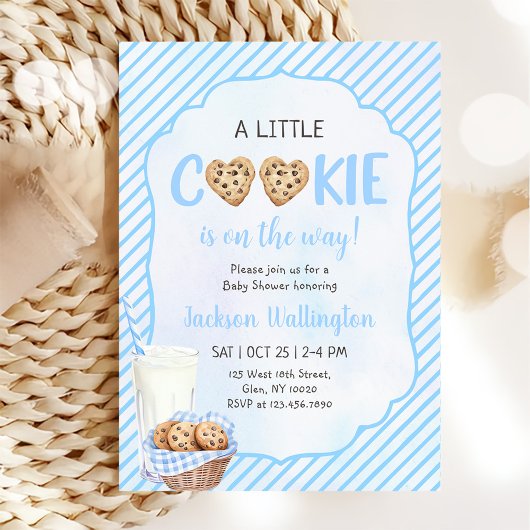 Invitation Lait et biscuits Blue Baby Boy Shower Party