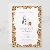 Invitation Lait et biscuits crumb rose fête d'anniversaire (Devant)