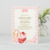 Invitation Lait et biscuits En vichy Baby shower d'hiver (Debout devant)