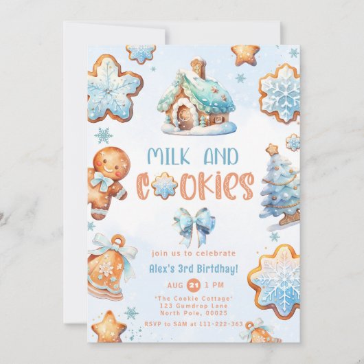 Invitation Lait et biscuits Fête de Noël (Devant)