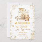 Invitation Lait et biscuits Gold Snowflake Premier anniversai (Devant)