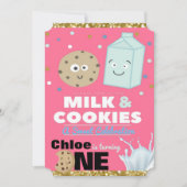 Invitation Lait et biscuits Parties scintillant rose et or| 1 (Devant)