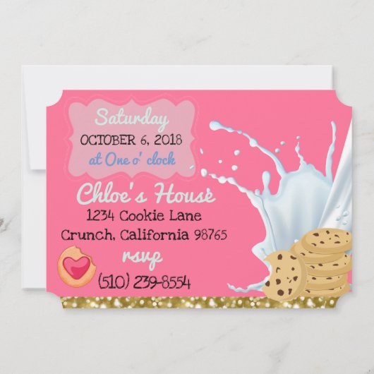 Invitation Lait et biscuits Parties scintillant rose et or| 1 (Dos)