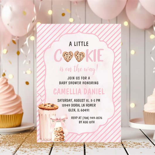 Invitation Lait et biscuits Pink Baby Girl Shower Party