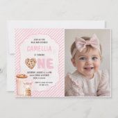 Invitation Lait et biscuits Pink Premier anniversaire Photo (Devant)