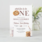 Invitation Lait et biscuits Premier anniversaire Minimaliste (Debout devant)
