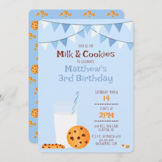 Invitation Lait et cookies (Devant / Derrière)
