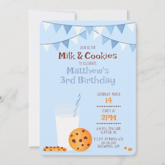 Invitation Lait et cookies (Devant)