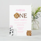 Invitation Lait et cookies Première fête d'anniversaire Invit (Debout devant)