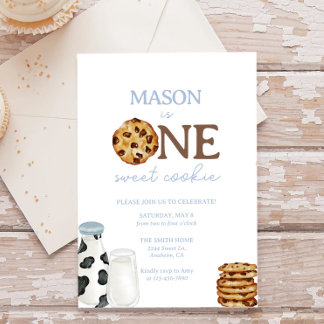 Invitation Lait et cookies Première fête d'anniversaire Invit