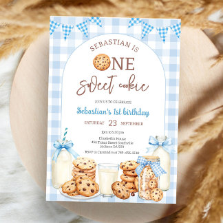 Invitation Lait et Cookies Un Gâteau Sucré 1er Anniversaire