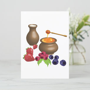 Invitation Lait et Miel avec Baies Nourriture Rustique
