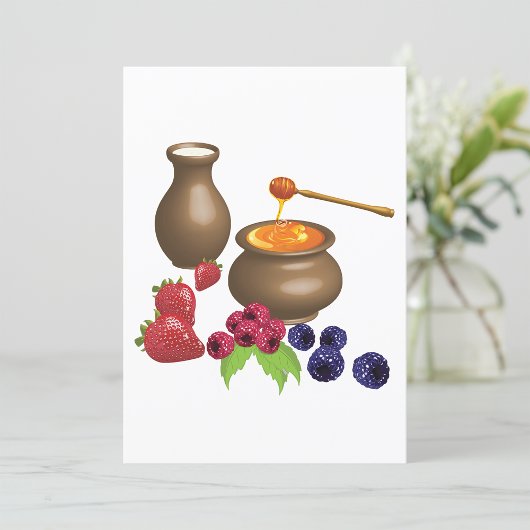 Invitation Lait et Miel avec Baies Nourriture Rustique