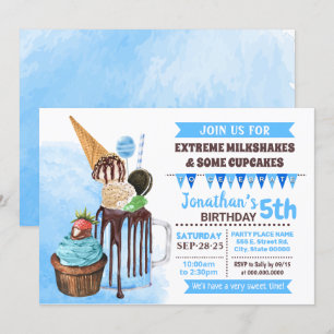 Invitation Lait extrême shakes glace crème d'anniversaire bas