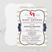 Invitation Lait, Marine, Éclats Baby shower (Devant / Derrière)