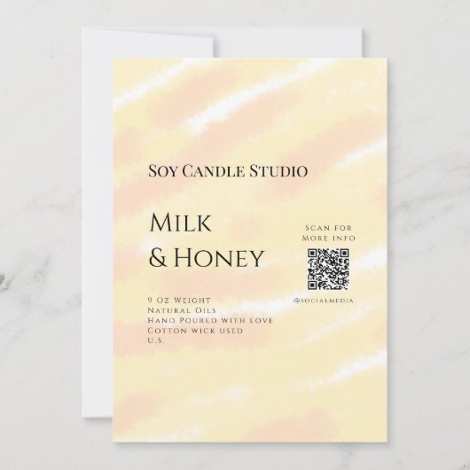 Invitation Lait miel bougie soja entreprise ajouter q r code (Devant)
