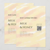 Invitation Lait miel bougie soja entreprise ajouter q r code (Devant / Derrière)