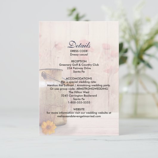 Invitation Lait Rustique Peut Mariage campagnard Détails Boît (Debout devant)