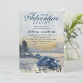 Invitation Lake Adventure commence | Baby shower cygne rustiq (Debout devant)