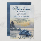 Invitation Lake Adventure commence | Baby shower cygne rustiq (Devant / Derrière)