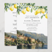 Invitation Lake Como Lemons Italian All In One Wedding (Devant / Derrière)