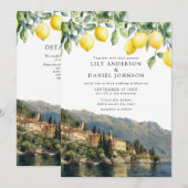 Invitation Lake Como Lemons Italian QR Code Wedding (Devant / Derrière)