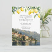 Invitation Lake Como Lemons Italian Wedding (Debout devant)