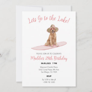 Invitation Lake Day Golden Retriever Paddboard